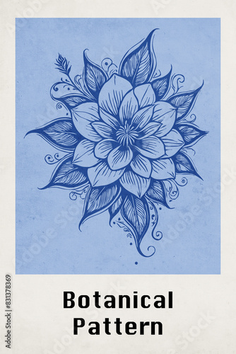 Botanical illustration for printing on wall decorations. Pattern for covers, business cards. Generated by Ai