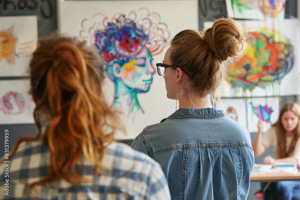 Fototapeta premium Art therapist guiding a session of neurographic art