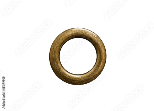 Golden brass metal eyelet grommet ring isolated cutout on transparent