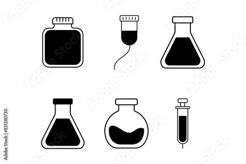 Chemistry Lab Equipment Vector Icons for Scientific Research Use