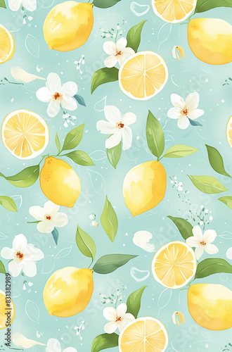 seamless pattern with lemons and lime