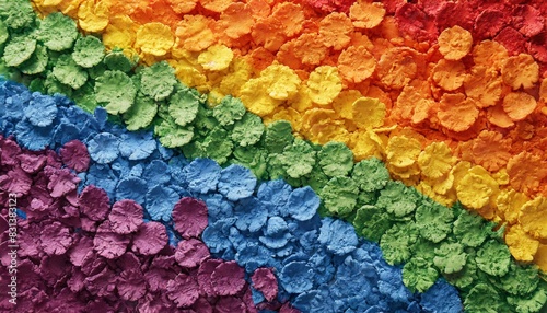 texture of flakes in the colors of the lgbt flag closeup