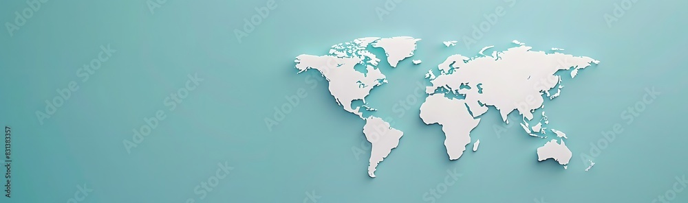 Minimalistic White World Map on Blue Background Minimalistic White World Map on Blue Background