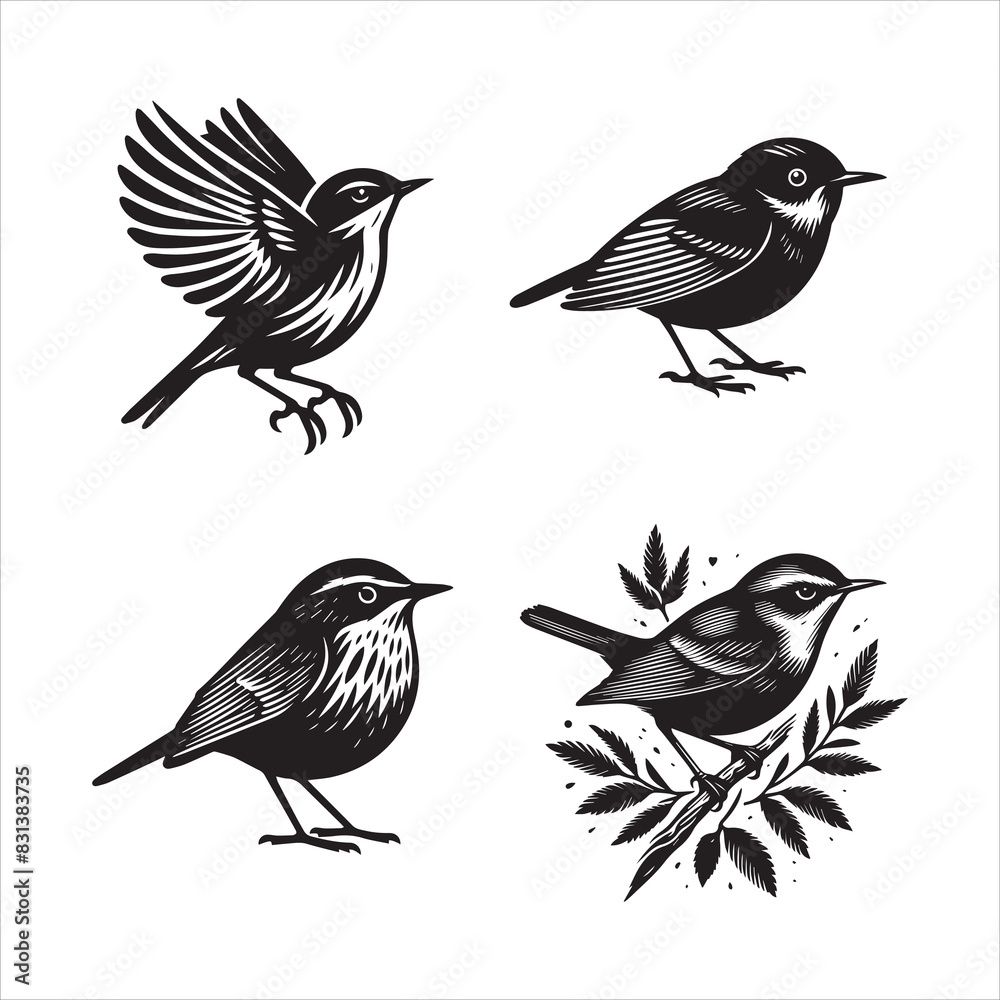 Aquatic Warbler silhouette vector icon graphic logo ai generated design