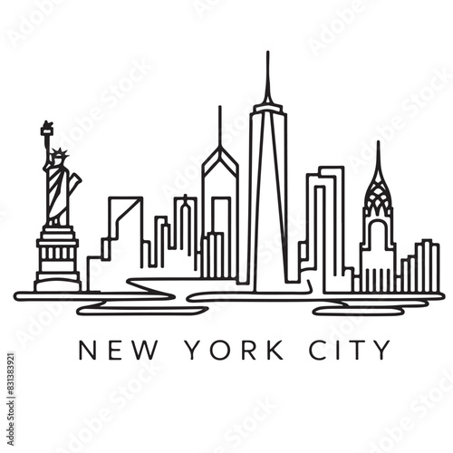 New York Skyline Line Art Vector