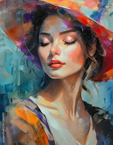 Woman oil portrait painting photo
