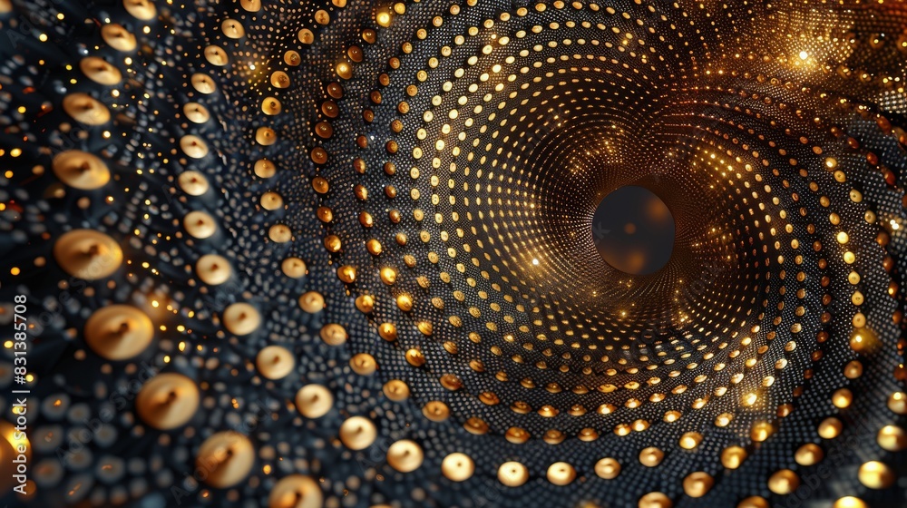 Large Circular Object Covered in Gold Dots