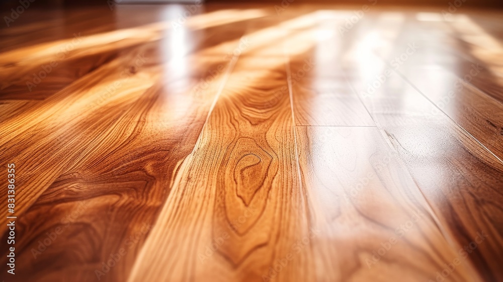 Obraz premium Well-maintained parquet wooden floor, with soft lighting creating a cozy atmosphere