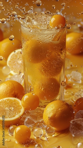 Glass Filled With Water and Oranges