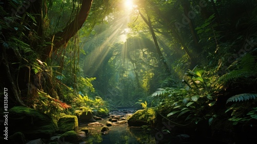 green rainforest teeming with life  