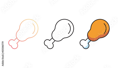 Fried Chicken icon design with white background stock illustration