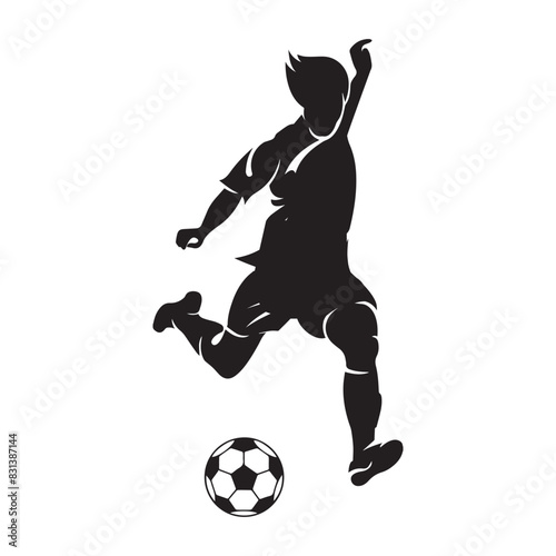 Soccer players, group of footballers. Set of isolated vector silhouettes. Team sport