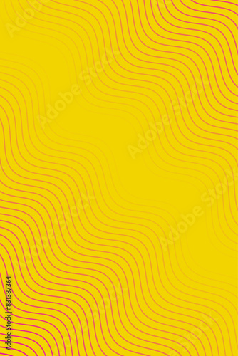 Abstract background with waves for banner. Standart poster size. Vector background with lines. Element for design isolated on yellow. Pink and yellow gradient. Brochure  booklet. Summer  spring
