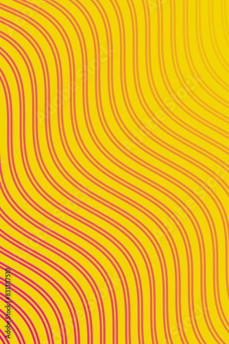 Abstract background with waves for banner. Standart poster size. Vector background with lines. Element for design isolated on yellow. Pink and yellow gradient. Brochure, booklet. Summer, spring