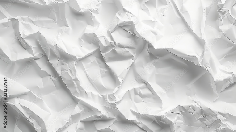 Fototapeta premium Paper crumpled texture. Clean empty white wrinkled paper background