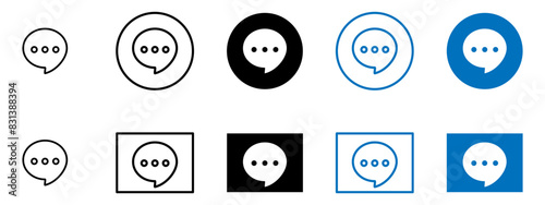 Comment icon speech bubble symbol collection. Chat message icons or talk message Bubbles. Editable stroke. photo