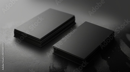 Business card layout in PNG format on a gray background: front and back view, ideal for presentation of design and business projects. © Katerina 