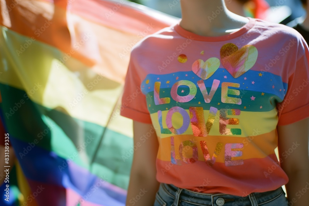 Obraz premium Vibrant Love Shirt at Pride Day Parade