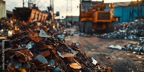 Metallic scraps waiting to be reincarnated into new products at a recycling yard. Concept Recycling, Upcycling, Sustainable Practices, Environmental Conservation