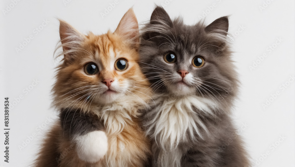 Photo of two adorable kittens with thick, fluffy fur.