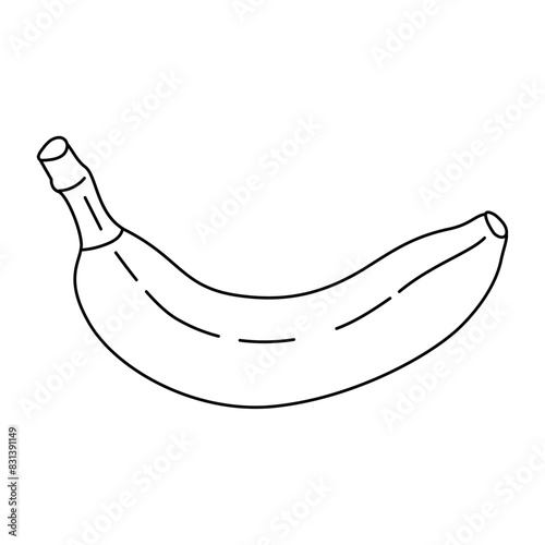 Banana line art icon. Hand drawn ripe banana Trendy doodle style. Tropical fruit, banana snack or vegetarian nutrition. Isolated on white Vector illustration