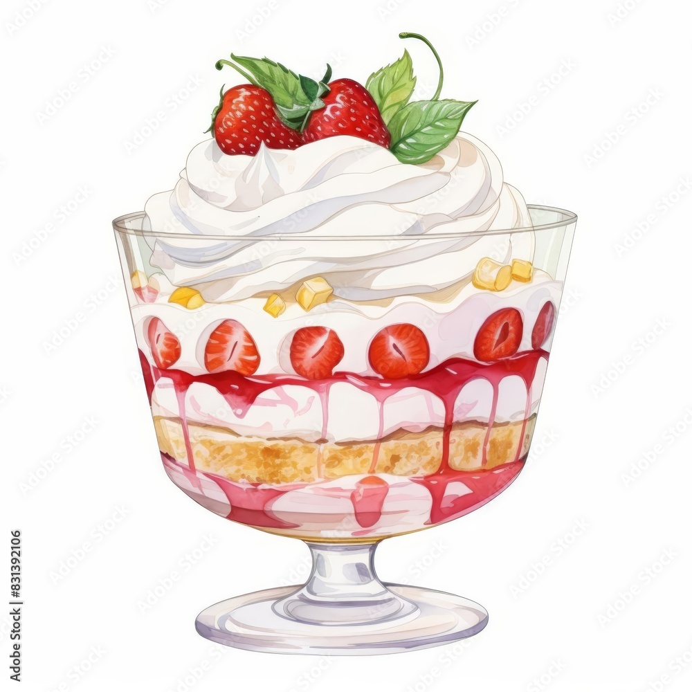 a Ice Cream Parfait, Ice Cream Element, watercolor illustration, isolated on white background a Ice Cream Parfait, Ice Cream Element, watercolor illustration, isolated on white background