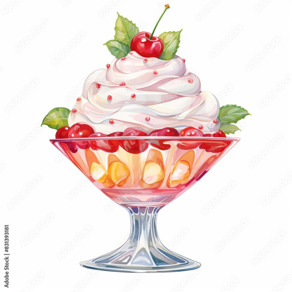 a Ice Cream Sundae, Ice Cream Element, watercolor illustration, isolated on white background a Ice Cream Sundae, Ice Cream Element, watercolor illustration, isolated on white background