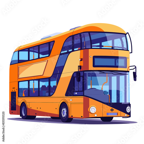 recreational double decker bus vector flat isolated illustration on white background