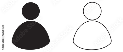 Monochrome icon. User icon in flat style, Person icon, User icon for web site,User profile login or access authentication icon.  vector illustration