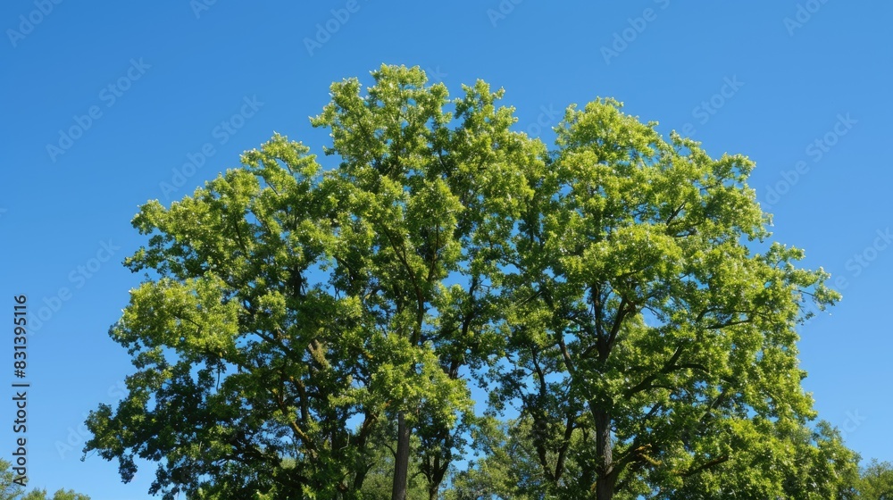 Trees of considerable size against a backdrop of a clear blue sky Trees of considerable size against a backdrop of a clear blue sky