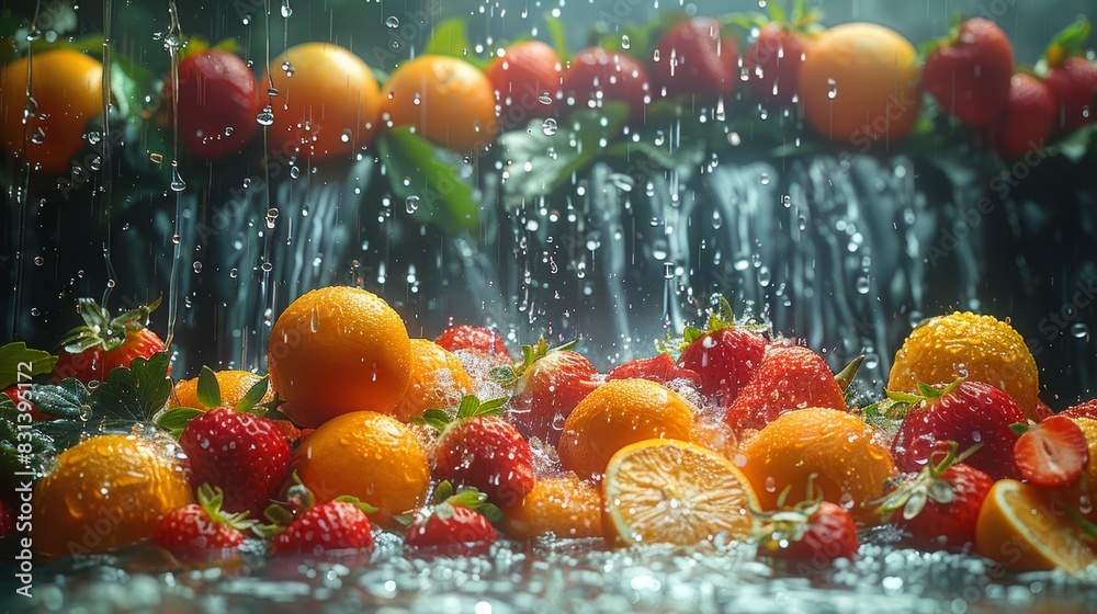 Berry Blast: A Symphony of Splashing Fruits