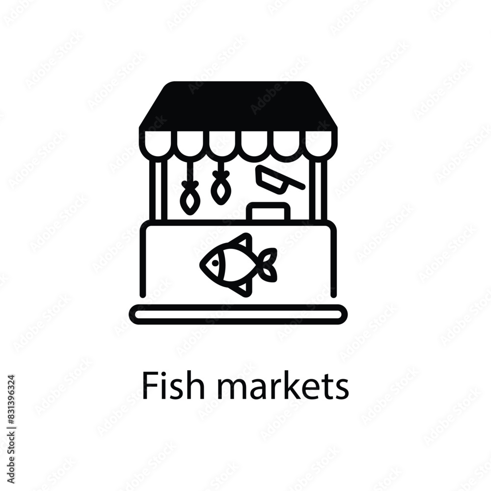 Fish markets vector icon Fish markets vector icon
