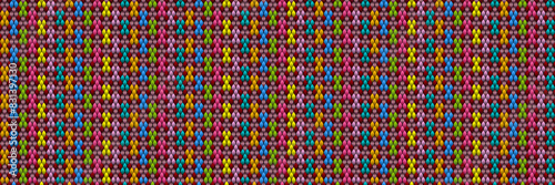 Vibrant Mexican Huichol Pattern - Seamless 3D Colorful Diamond Repeating Design