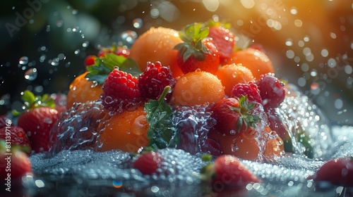 Berry Blast  A Symphony of Splashing Fruits