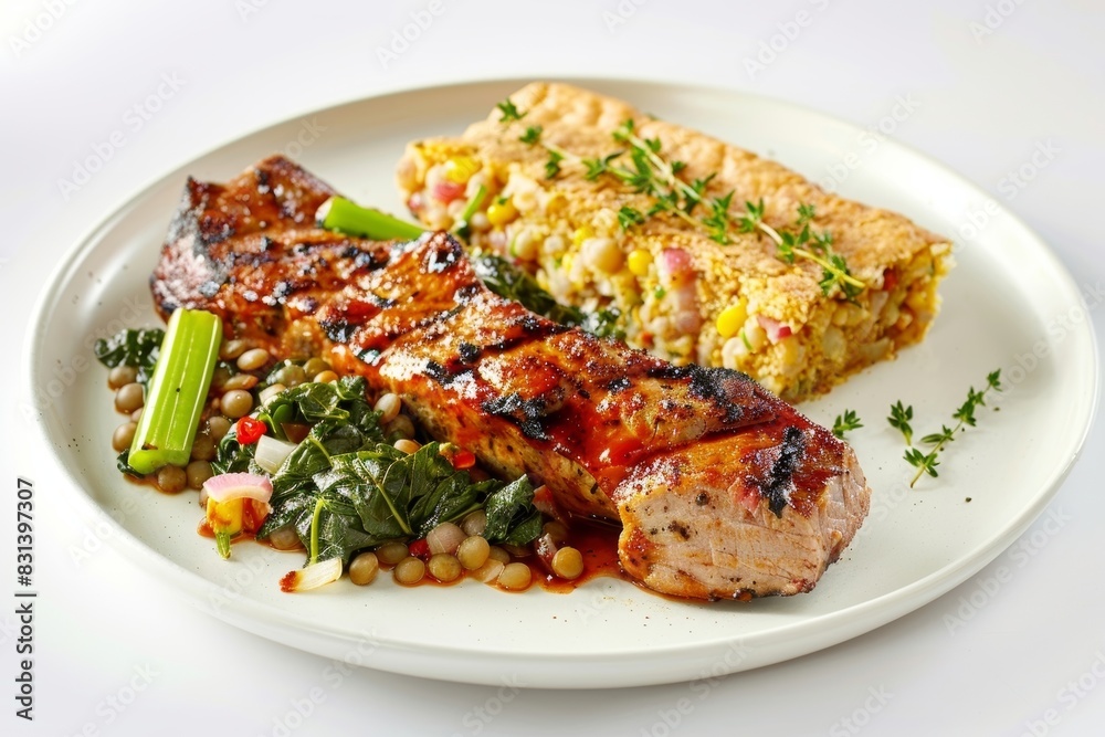 Grilled Barbecue Pork Tenderloin with Collards and Lentils Grilled Barbecue Pork Tenderloin with Collards and Lentils