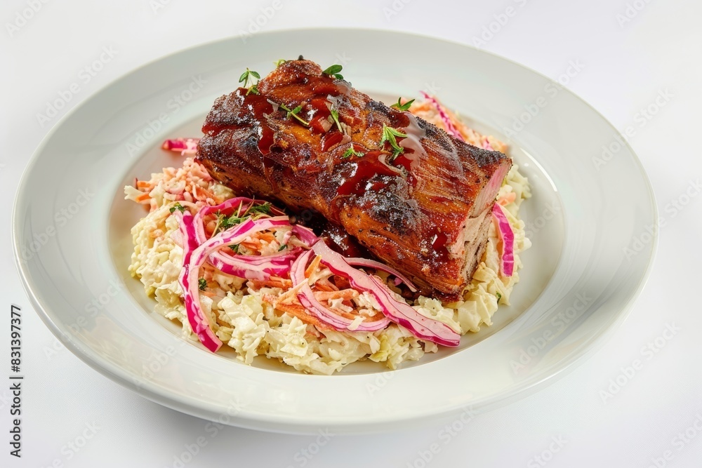 Tantalizing Barbecue Pork Butt with Tangy Barbecue Sauce and Pickled Onions