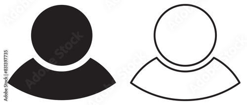 Monochrome icon. User icon in flat style, Person icon, User icon for web site,User profile login or access authentication icon.  vector illustration
