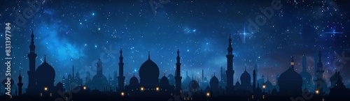 Majestic Scene: Panoramic Night Sky Vista, Illuminated by Countless Stars, Inspiring Awe and Reverence. photo