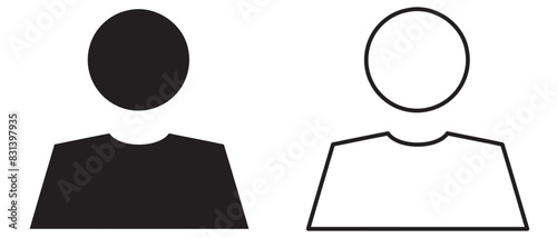 Monochrome icon. User icon in flat style, Person icon, User icon for web site,User profile login or access authentication icon.  vector illustration