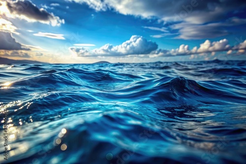 Blue Ocean With Clouds. Generative AI © Роман Заворотный