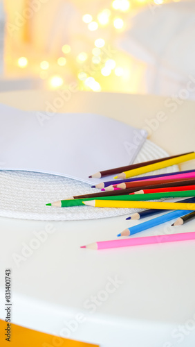 colorful pencils for neurographic drawing on a white background photo