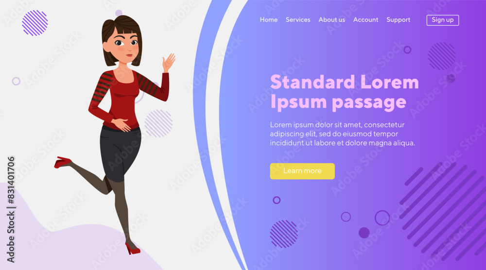 Young Asian office employee in hurry. Female cartoon character in casual wear running to work in office. Vector illustration. Business, work concept for banner, website design or landing page Young Asian office employee in hurry. Female cartoon character in casual wear running to work in office. Vector illustration. Business, work concept for banner, website design or landing page
