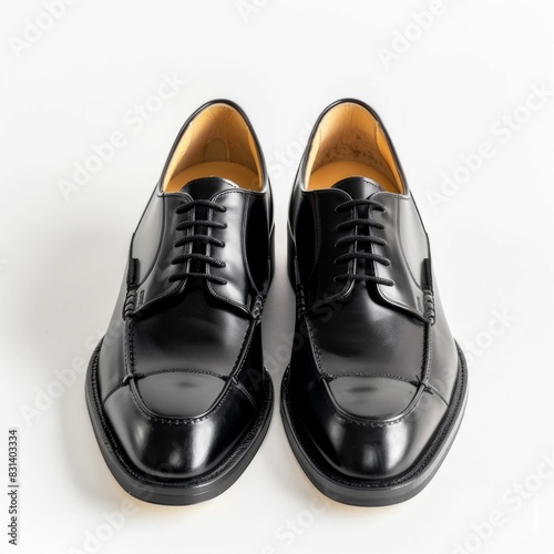 Classic Black Leather Dress Shoes. Generative ai