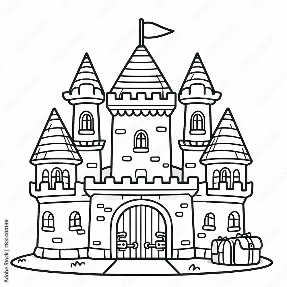 Fairy Tale Castle Coloring Page with Whimsical Design