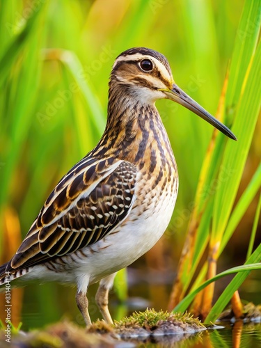 Bird Standing on Rock in Water. Generative AI