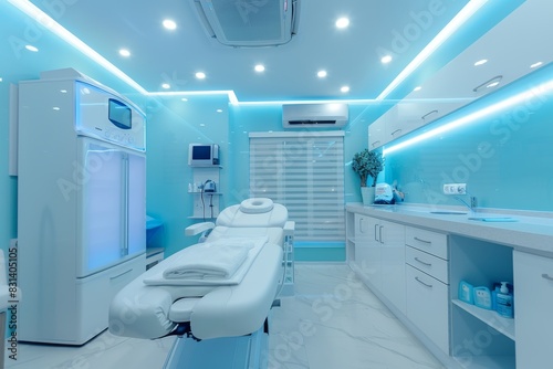 State of the art medical spa with modern equipment and sleek design, offering a clean and professional environment for wellness and rejuvenation © Leo