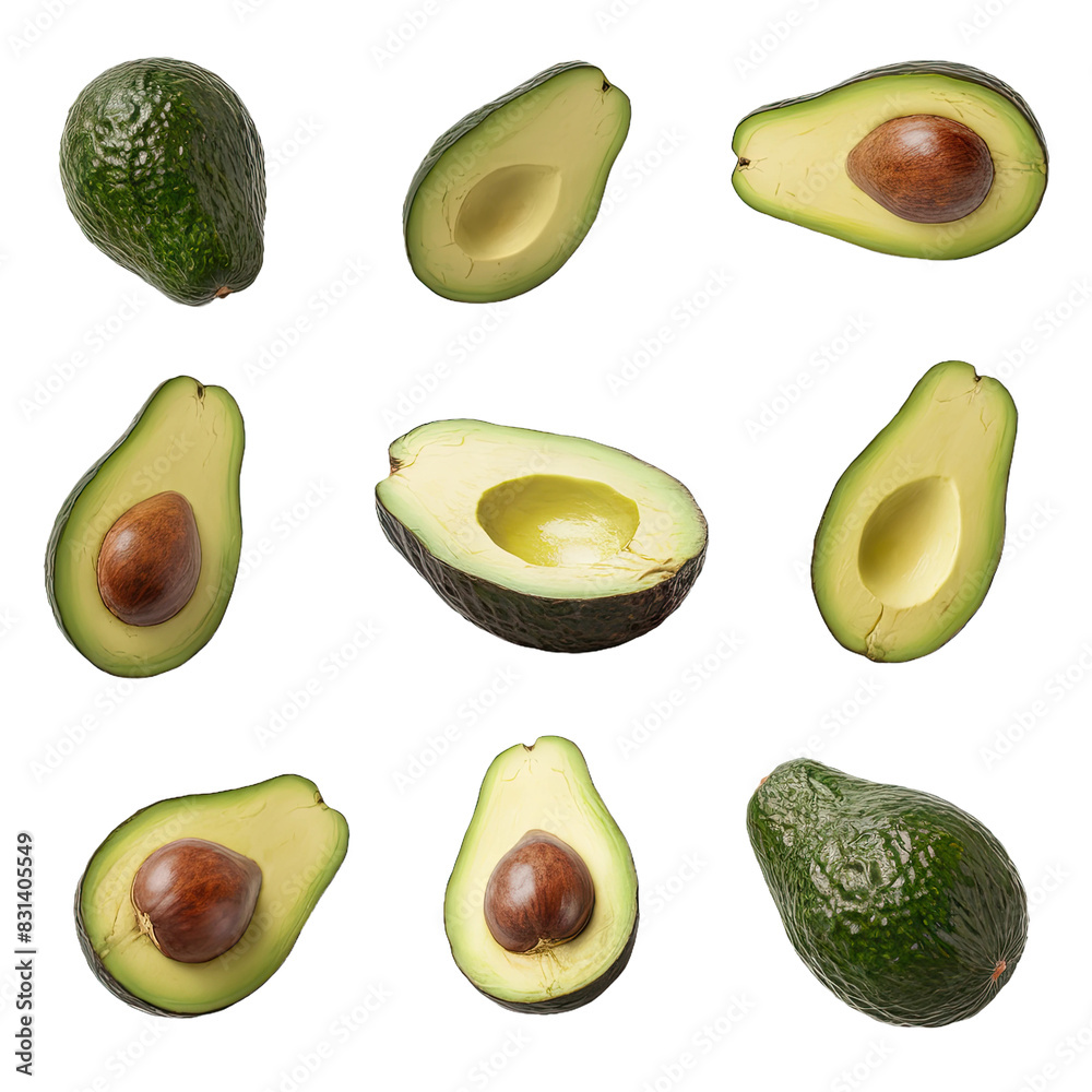 Isolated PNG Avocado Fruit, GENERATIVE AI Isolated PNG Avocado Fruit, GENERATIVE AI