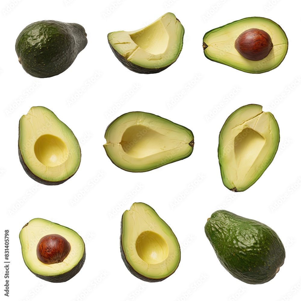 Isolated PNG Avocado Fruit, GENERATIVE AI Isolated PNG Avocado Fruit, GENERATIVE AI