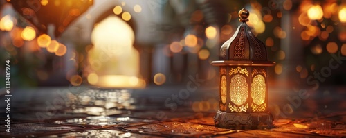 Eid Mubarak and Ramadan Kareem greetings adorned with Islamic motifs, radiating blessings and joy for the sacred celebrations.