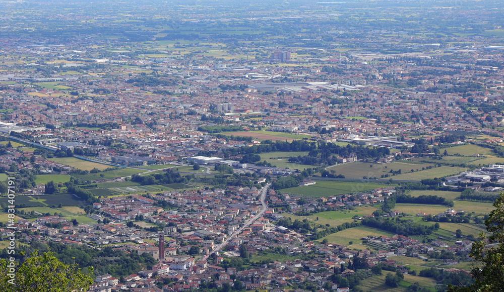 plain with the houses and buidings of the cities and towns seen from above